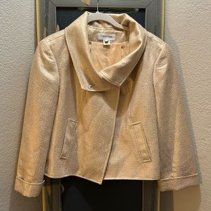 CALVIN KLEIN beautiful women’s gold faux leather blazer
